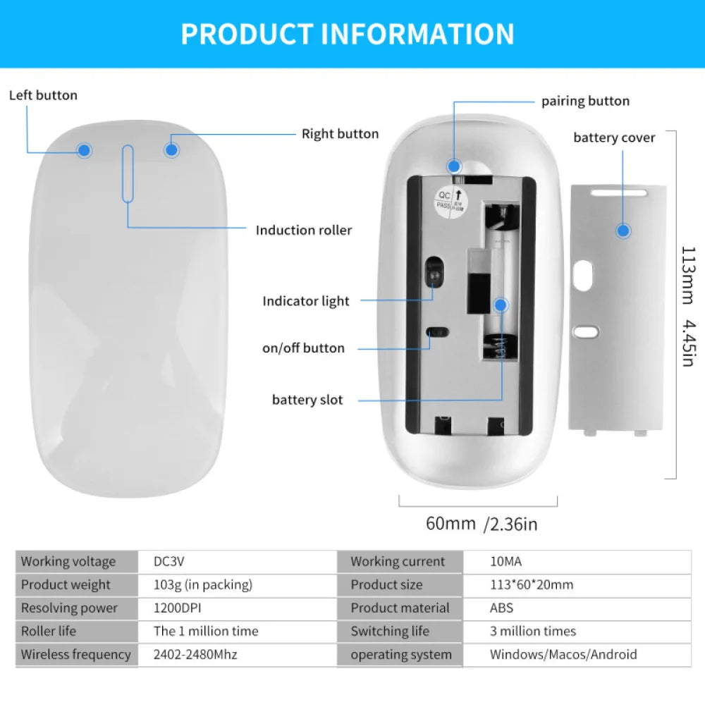 Bluetooth-compatible 5.0 Wireless Mouse Silent Multi Arc Touch Mice Ultra-Thin Magic Mouse For Laptop Ipad PC Macbook