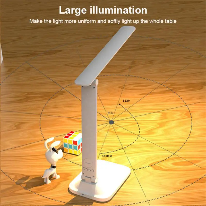USB Dimmable LED Table Lamp Touch Folding Table Lamp with Calendar Temperature Clock Night Light for Study Reading Lamp