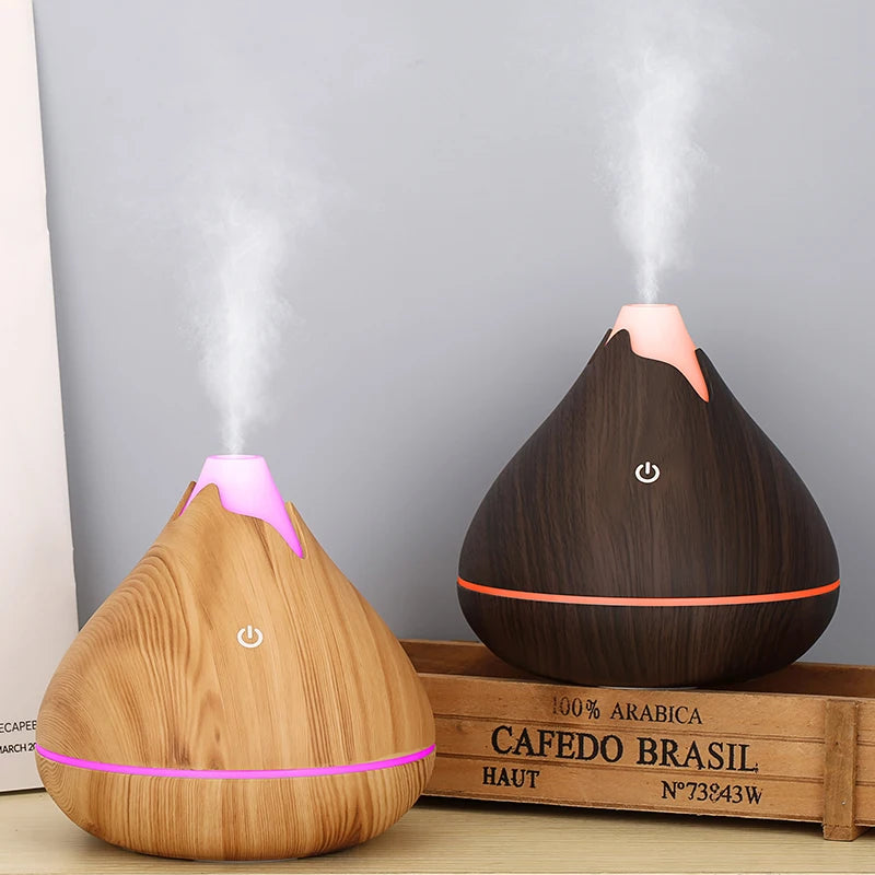 New 350ML Ultrasonic Mini Air Humidifier Wood Grain Air Diffuser Mini Mist Maker Essential Oils Diffuseur For Car Diffuser