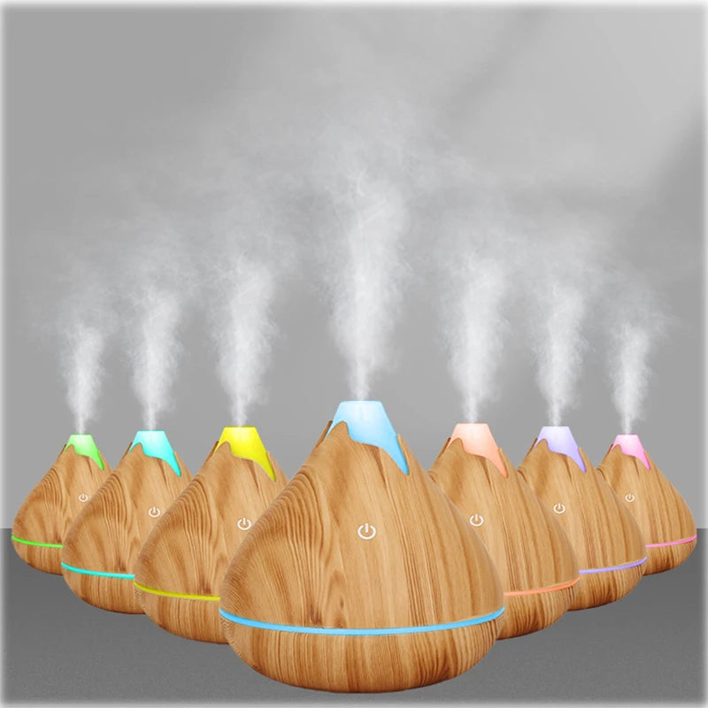New 350ML Ultrasonic Mini Air Humidifier Wood Grain Air Diffuser Mini Mist Maker Essential Oils Diffuseur For Car Diffuser