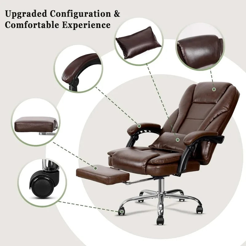 Ergonomic Office Chair with Heat and Massage, Massage Office Chair with Footrest, Wheels, Lumbar Support, Big and Tall Reclining