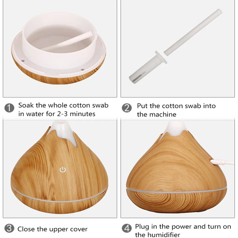 New 350ML Ultrasonic Mini Air Humidifier Wood Grain Air Diffuser Mini Mist Maker Essential Oils Diffuseur For Car Diffuser
