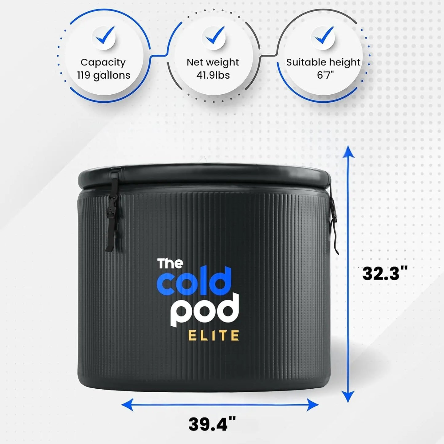 The Cold Pod Ice Bath Tub for Athletes XL: Cold Plunge Tub Outdoor with Cover,116 Gallons Portable Ice Bath Cold Water Therapy P