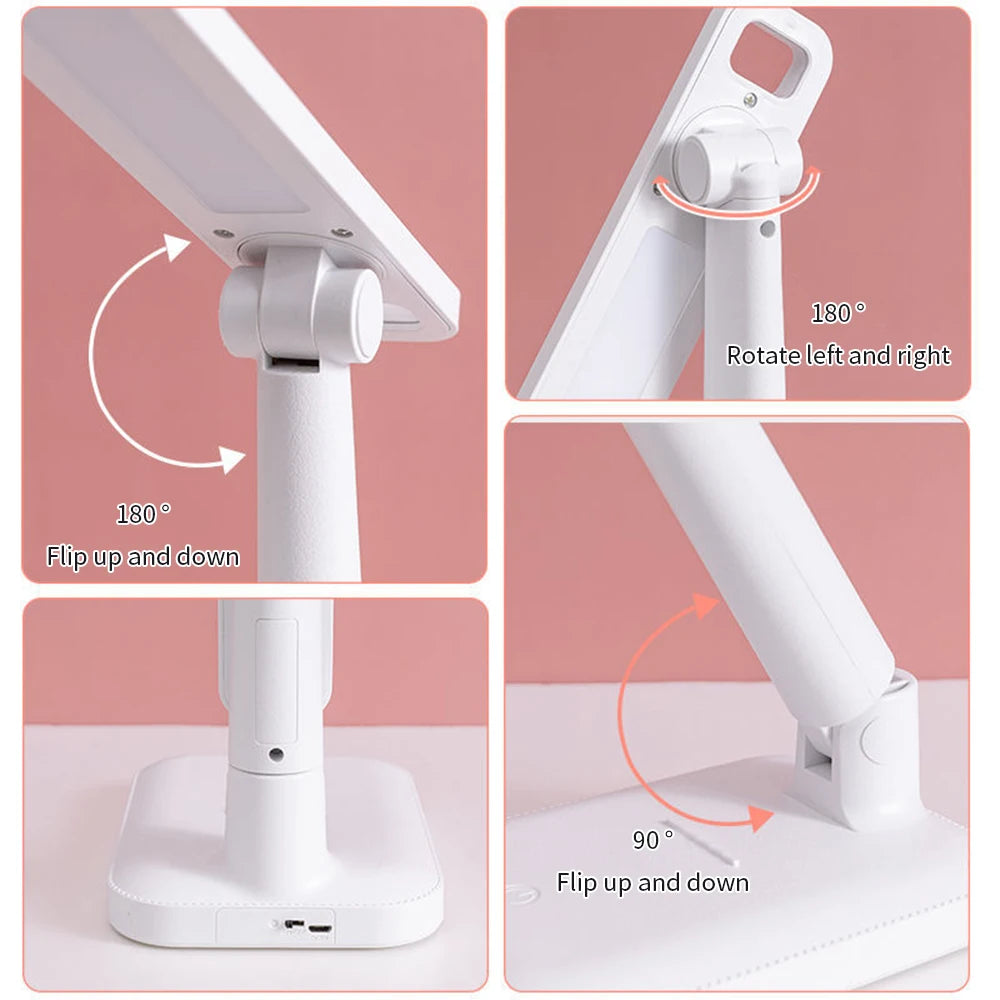 Led Table Lamp 3 Color Stepless Dimmable Touch Foldable USB Chargeable Desk Lamp Bedside Eye Protection Reading Night Light DC5V