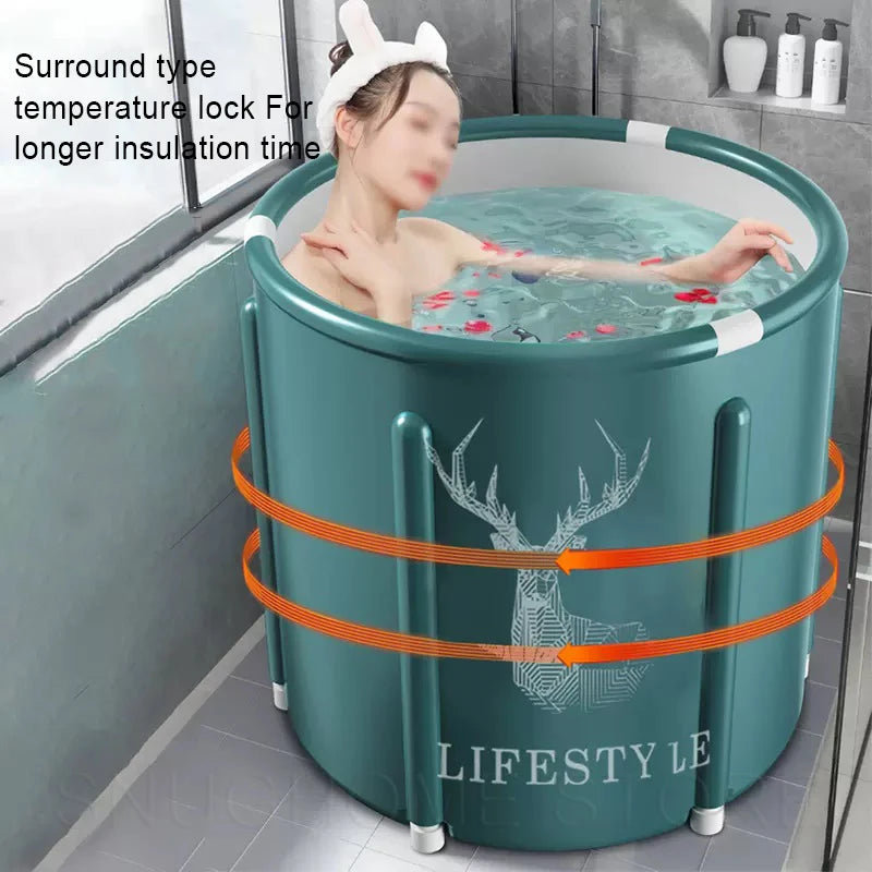 Portable Bath Bucket Bathtub Large Capacity Bathroom Ice Bath Winter Shower Bathing Artifact Free Installation
