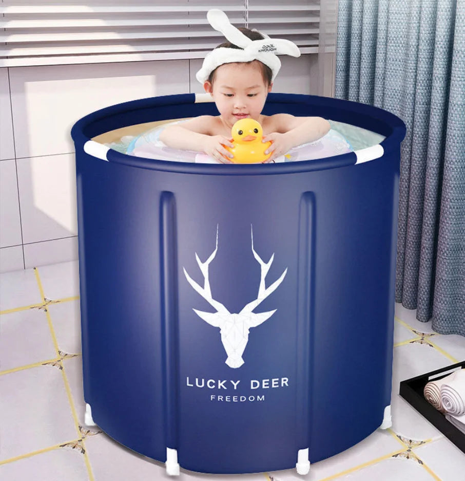Lucky Deer Bathing Bucket Foldable Bathing Bucket for Adults Household Full Body Bathing Basin Ice bath