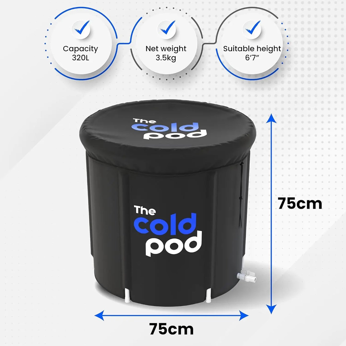 The Cold Pod Ice Bath Tub for Athletes XL: Cold Plunge Tub Outdoor with Cover,116 Gallons Portable Ice Bath Cold Water Therapy P