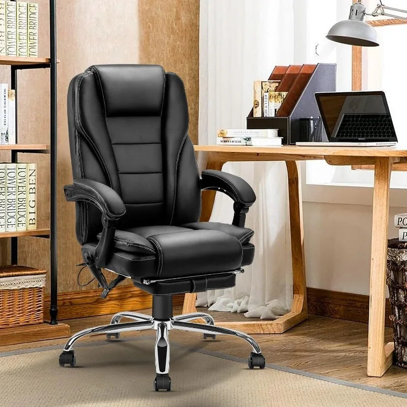 Ergonomic Office Chair with Heat and Massage, Massage Office Chair with Footrest, Wheels, Lumbar Support, Big and Tall Reclining