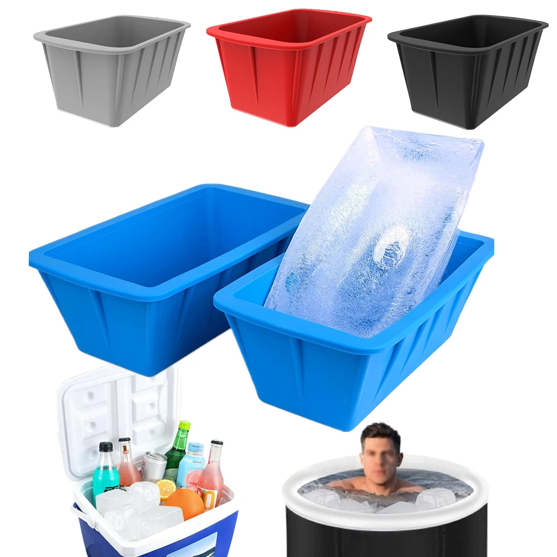 Extra Large 8lb Silicone Ice Molds, 1 Pack Ice Block Molds, Extra-thick Big IceCube Trays for Ice Bath, Storing and Freezing