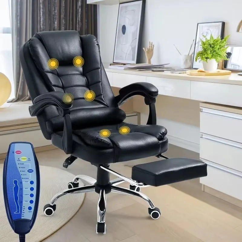 Ergonomic Office Chair with Heat and Massage, Massage Office Chair with Footrest, Wheels, Lumbar Support, Big and Tall Reclining